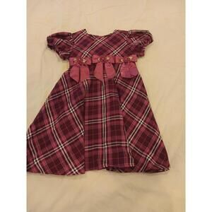 BONNIE JEAN GIRL'S SIZE 5 PINK PLAID KNEE LENGTH DRESS BOWS HOLIDAY